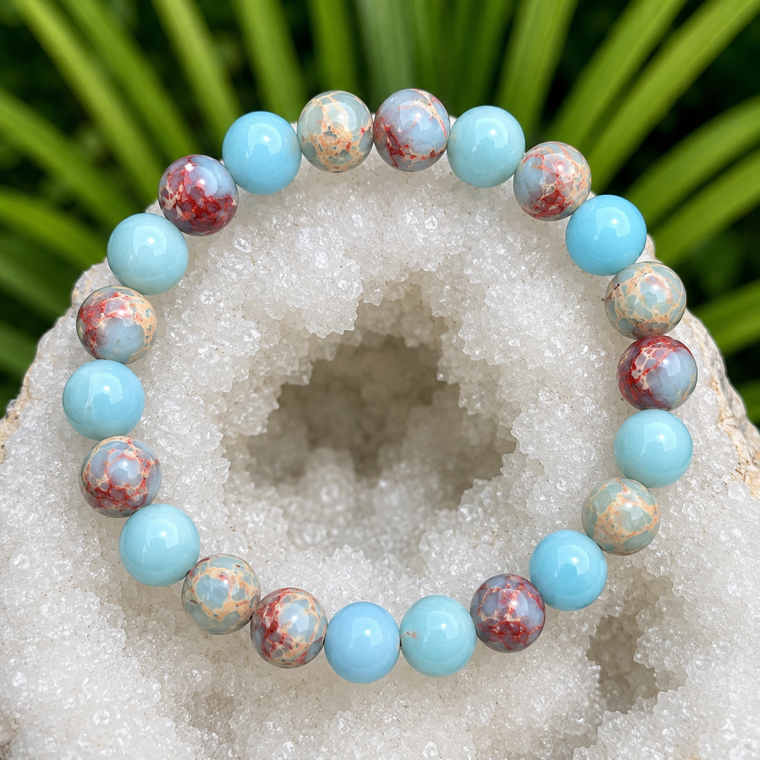 Bracelet Blue Shoushan 8mm Beads