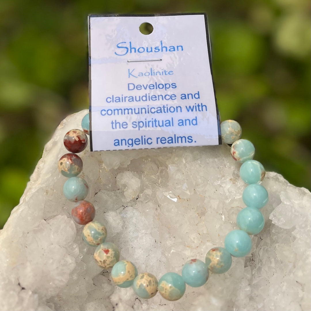 Bracelet Blue Shoushan Kaolinite 8mm Beads