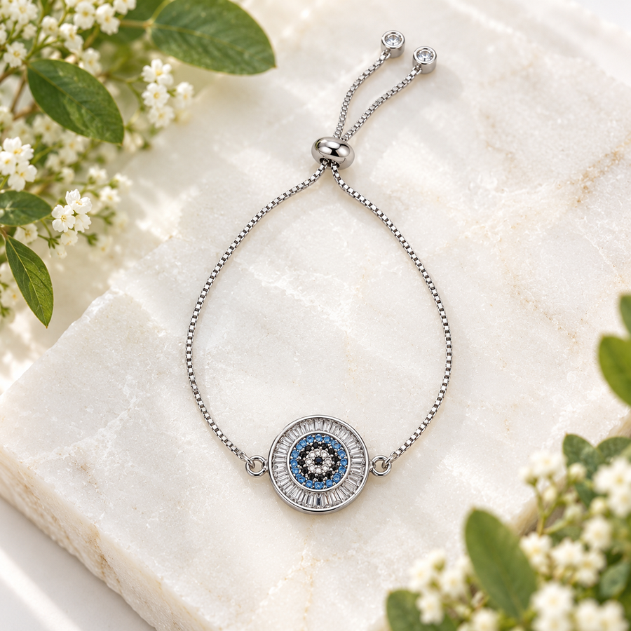Bracelet Evil Eye Rhodium Plated 1.5 cm | Carpe Diem With Remi