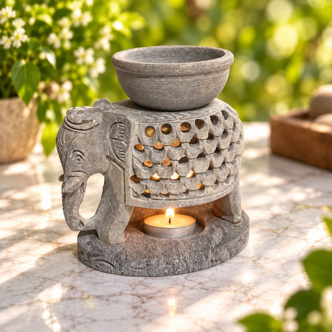 Oil Burner Elephant Soapstone
