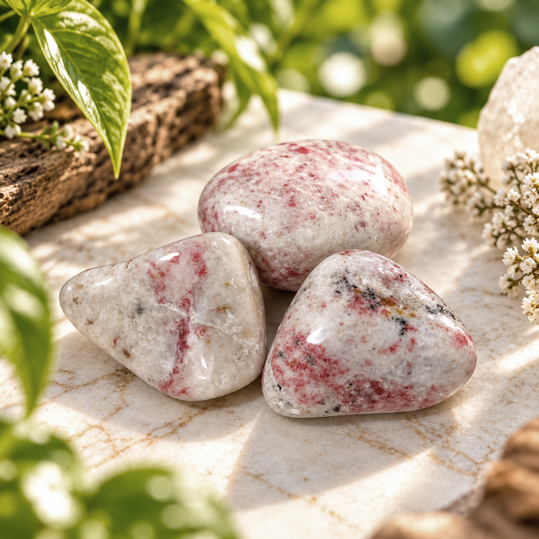 Cinnabar in Dolomite Tumble Stone