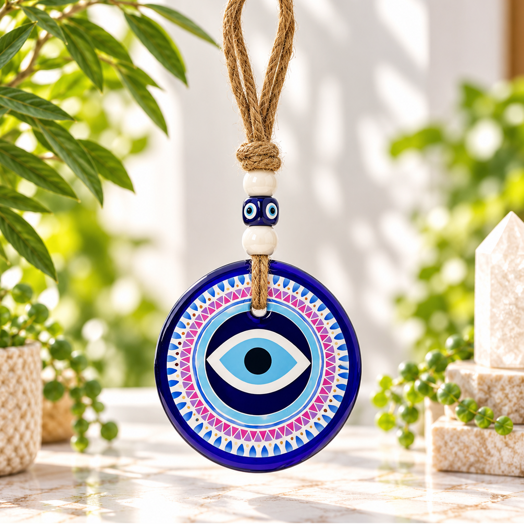 Evil Eye Mandala Glass Hanging 8 cm