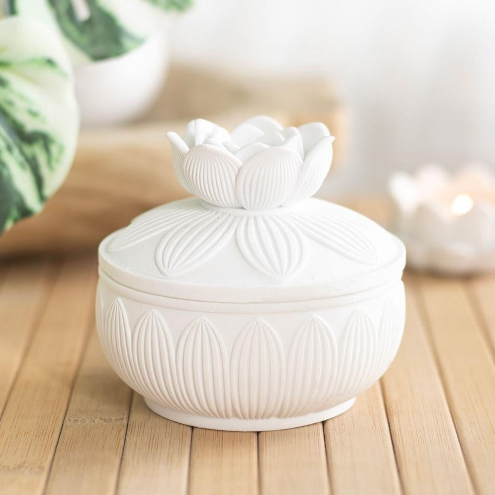 Trinket Box Lotus Flower White