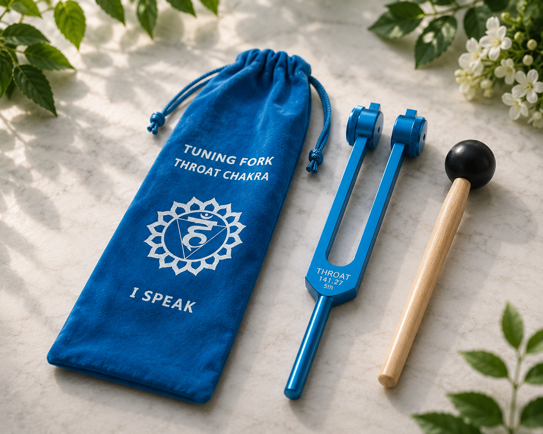 Tuning Fork Throat Chakra in Velvet Bag