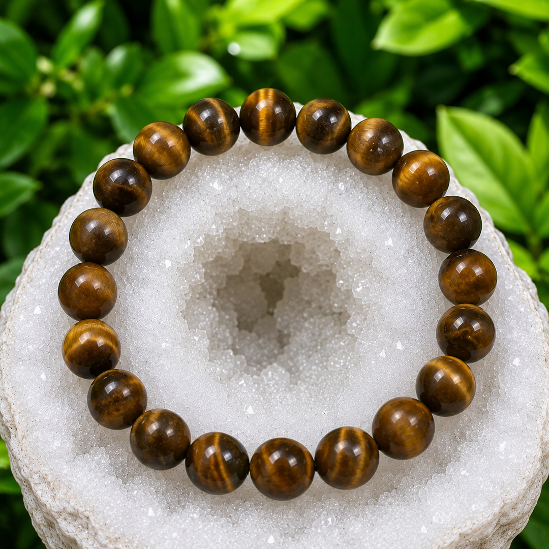 Bracelet Tiger Eye Gold 10mm Bead