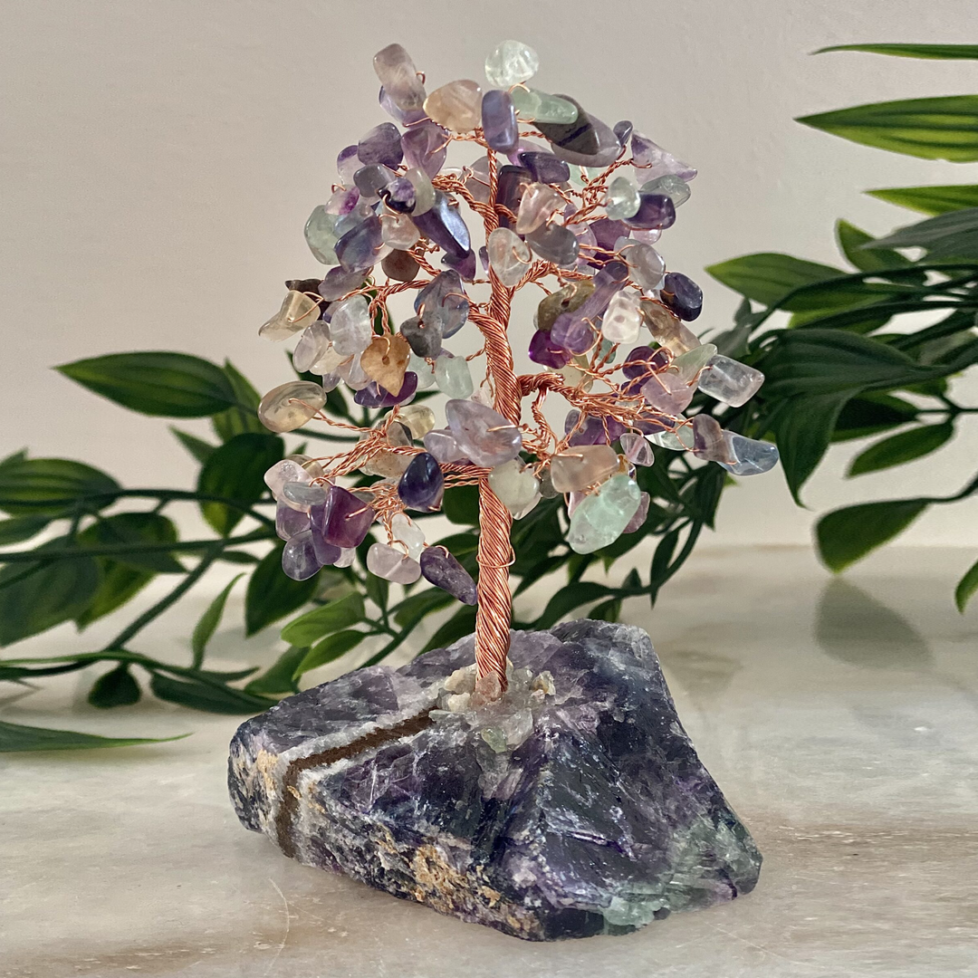Crystal Tree Fluorite with Copper Trunk 10 cm