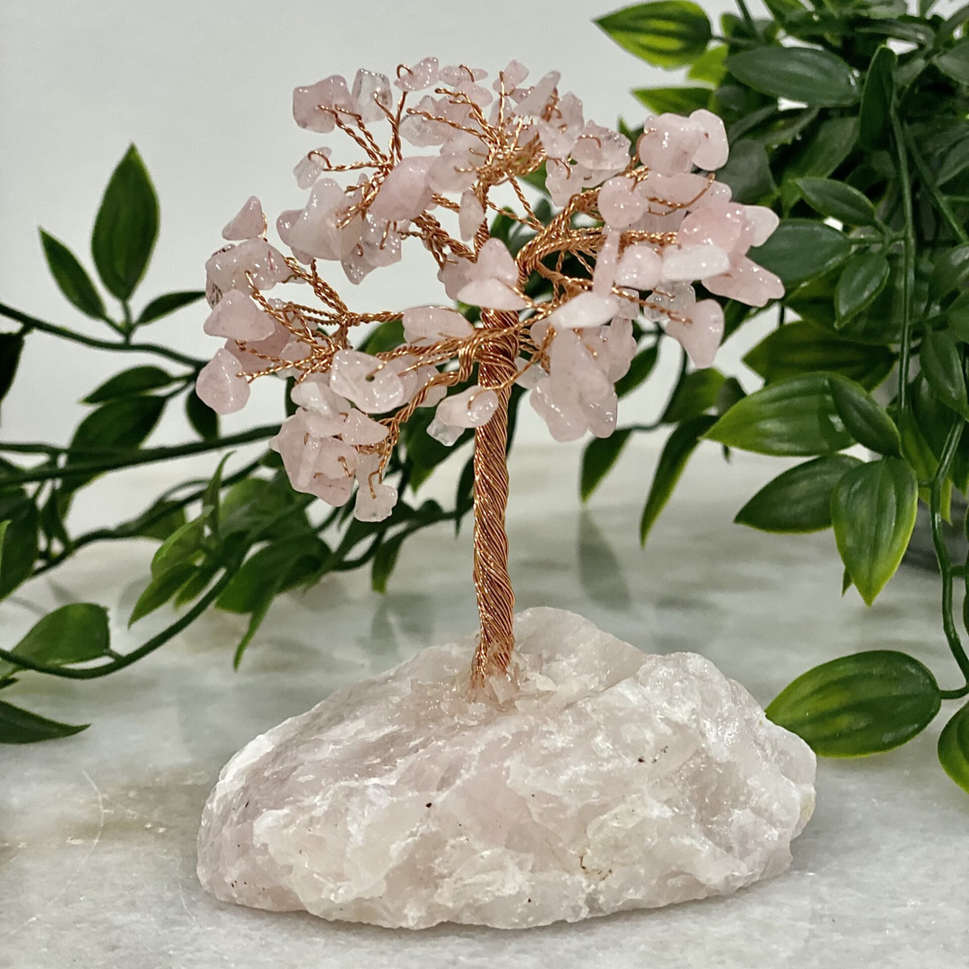 Crystal Tree Rose Quartz with Copper Trunk 10 cm
