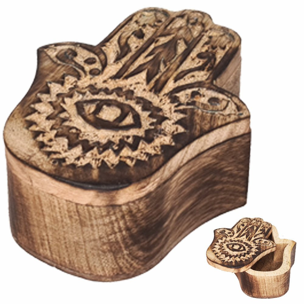 Box Hamsa Hand Wooden 12.5 cm