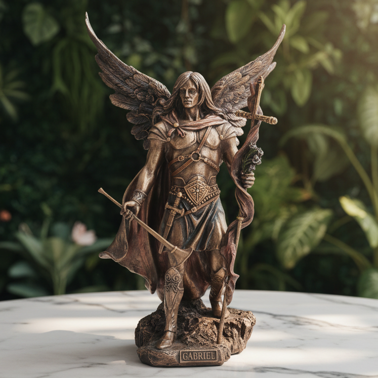 Archangel Gabriel With Staff Figurine 33.5 cm
