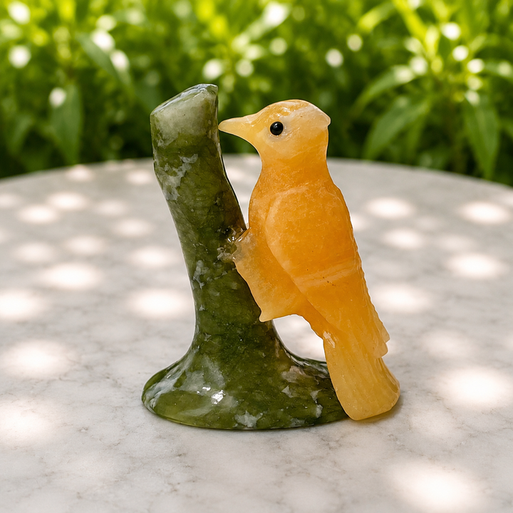 Woodpecker on Branch Crystal Carving