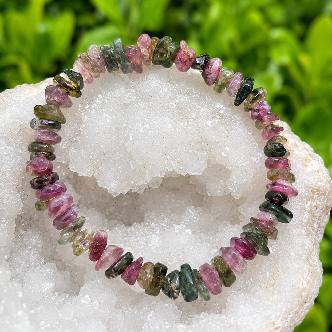 Bracelet Watermelon Tourmaline Chips