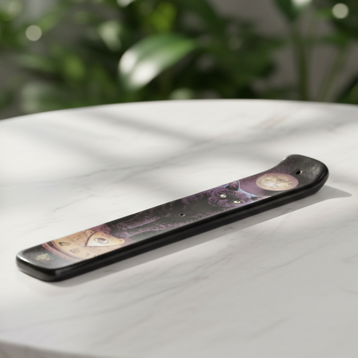 Black cat and moon incense holder