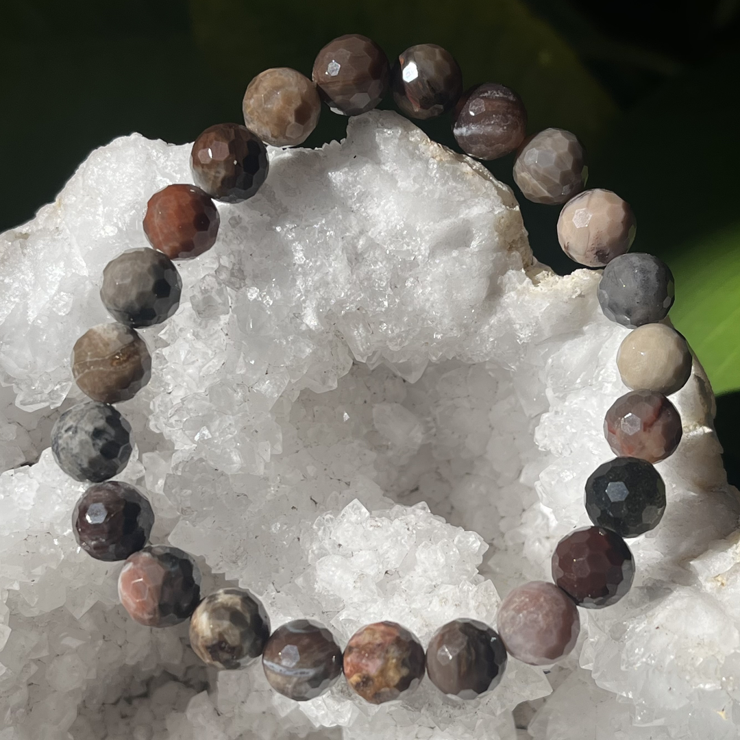 Bracelet Chocolate Jasper Faceted Beads 8 mm