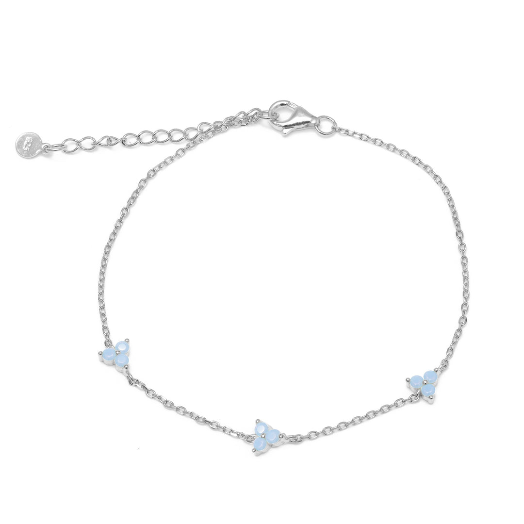 Bracelet Triple Stone Milky Blue Opalite