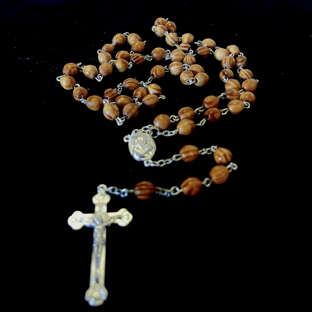 Rosary Wood Oval Beads Natural