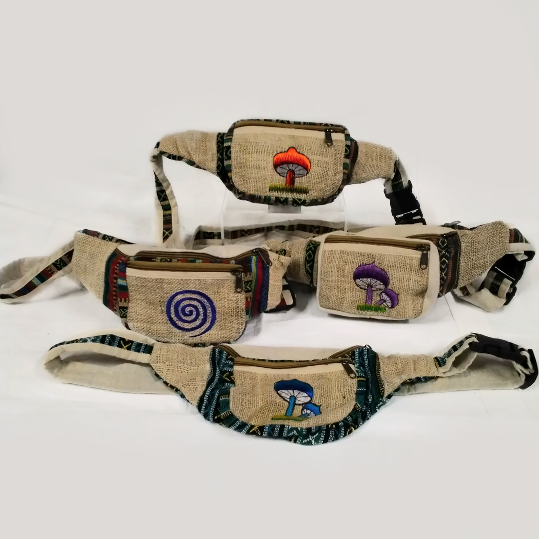 Bum Bag Natural Embroidered