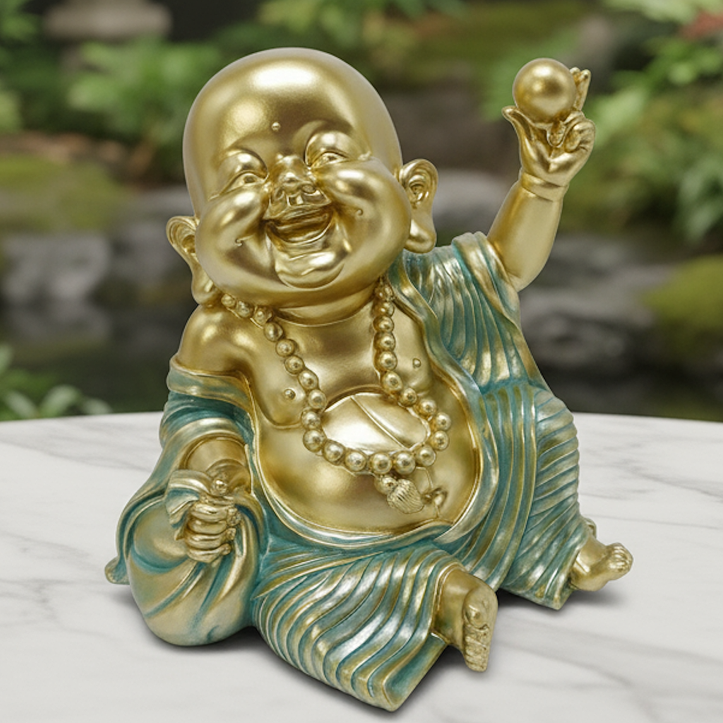 Buddha Monk Happy Face Aqua 26 cm