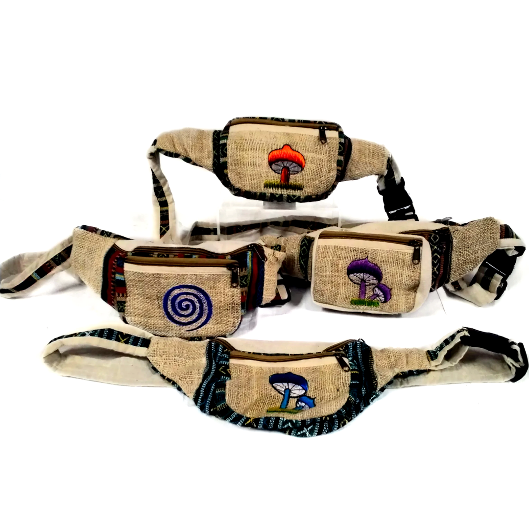 Bum Bag Natural Embroidered