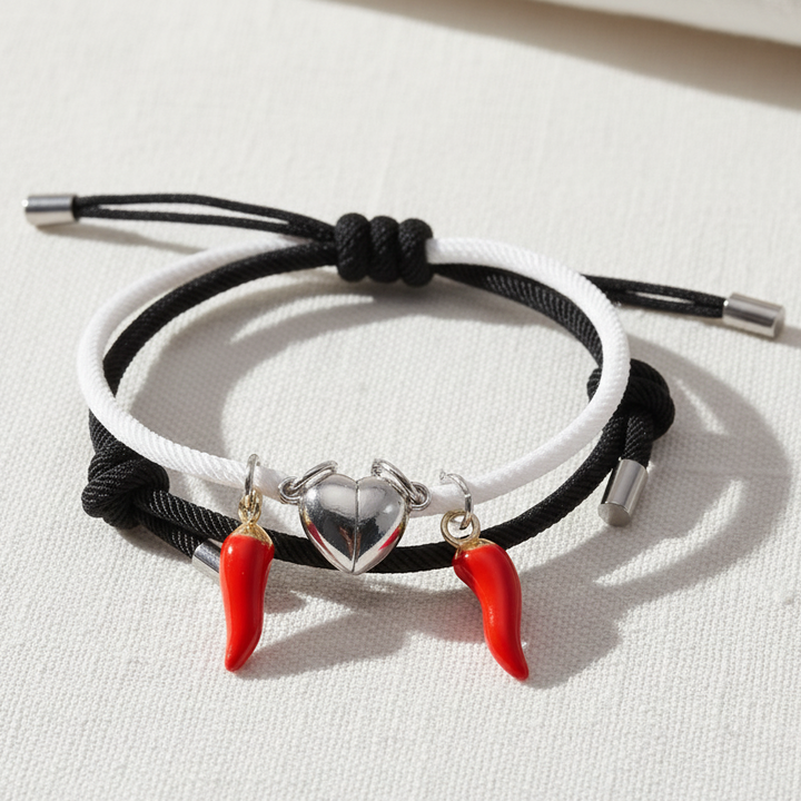 Cord bracelets on white linen