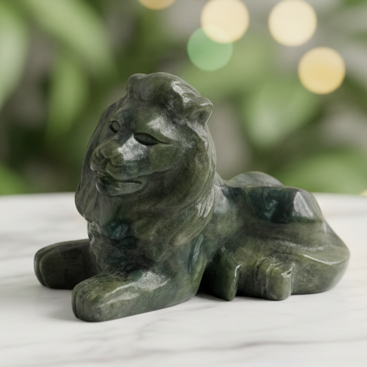 Lion Serpentine Crystal Carving