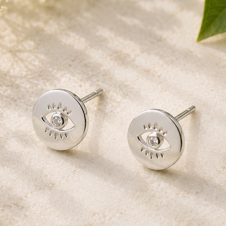 Stud Earrings Evil Eye Silver 1.2 cm