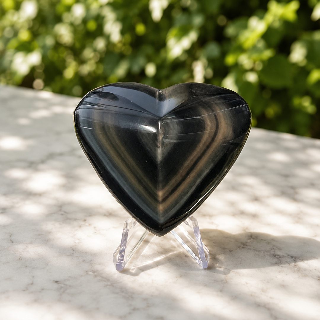 Heart Rainbow Eye Obsidian Large