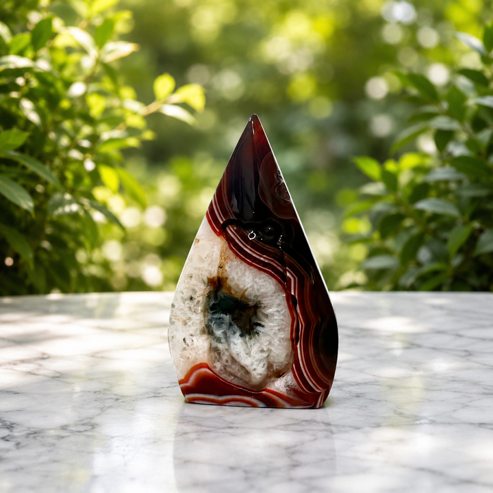 Flame Sardonyx Carved Goldfish 8.3 cm