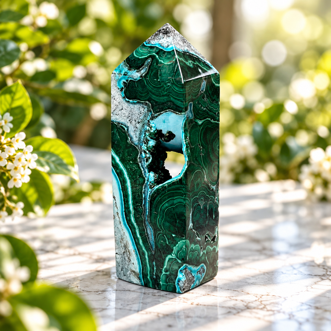 Tower Chrysocolla Malachite 8.1 cm | Carpe Diem With Remi