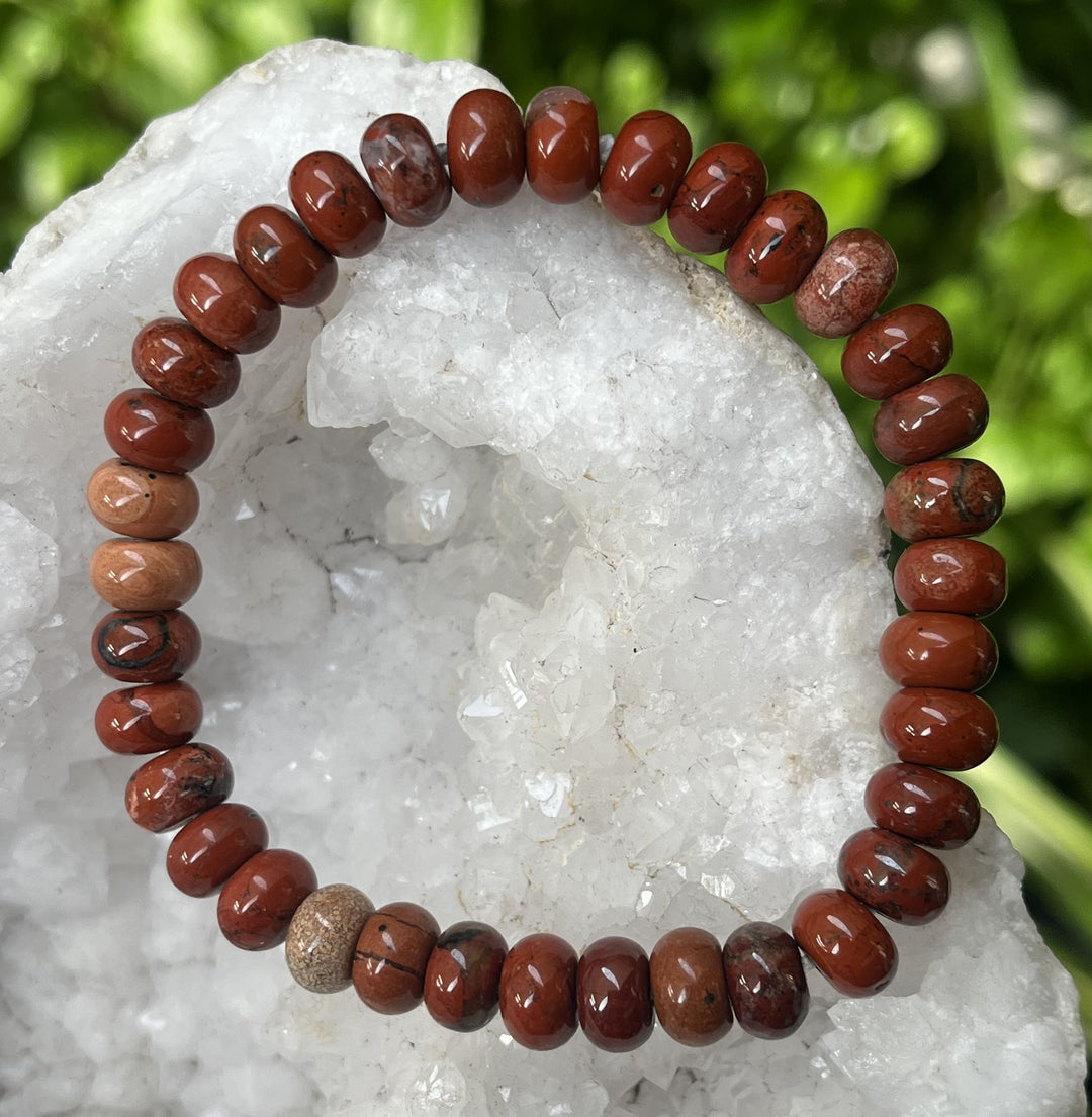 Bracelet Red Jasper Rondelle 8 mm Beads