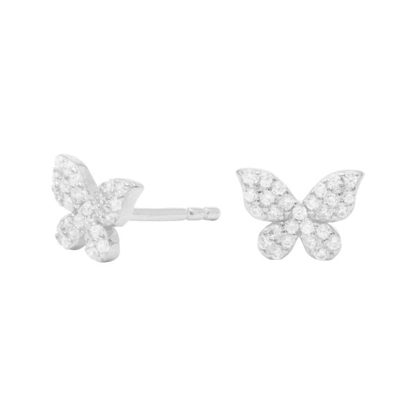 Stud Earrings Butterfly Silver