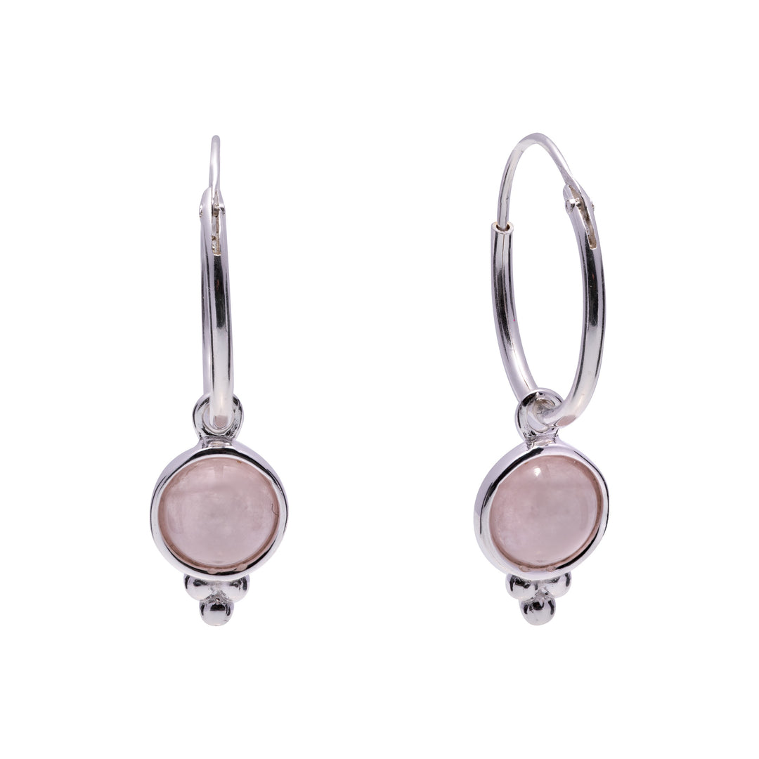 Earrings Rose Quartz Round Hoop