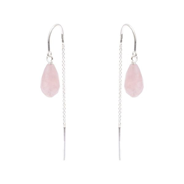 Earrings Rose Quartz Teardrop Hanging