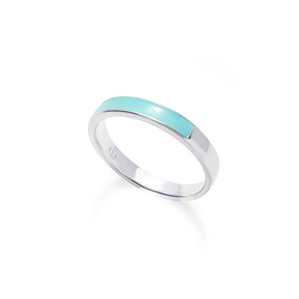 Ring Light Blue Enemal Sterling Silver
