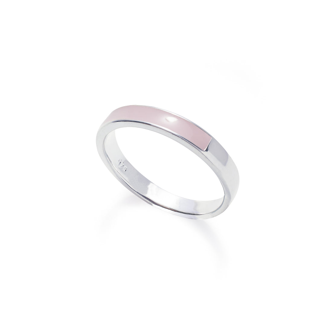 Ring Light Pink Enemal Sterling Silver