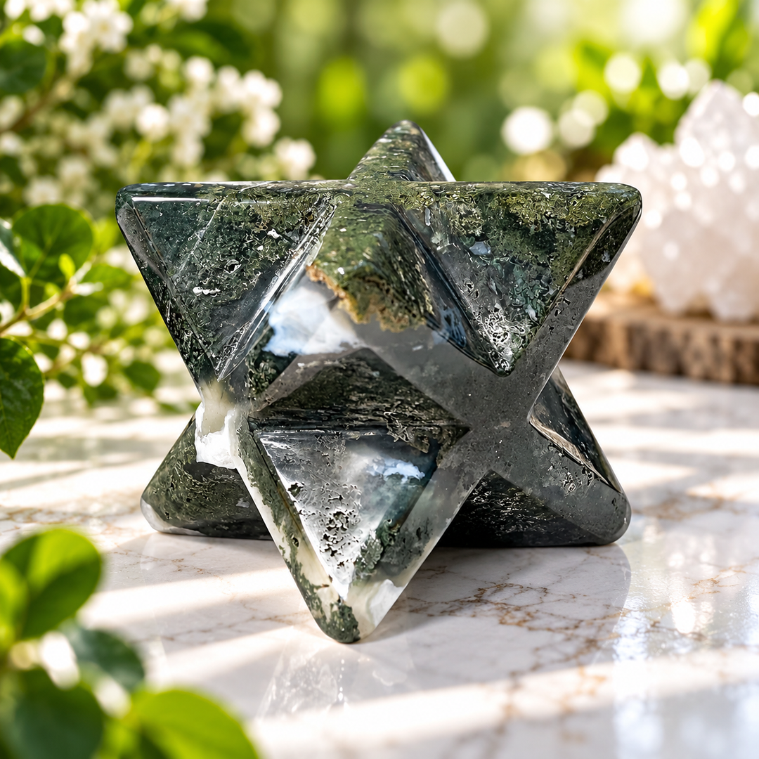 Merkaba Moss Agate 7.0 cm | Carpe Diem With Remi