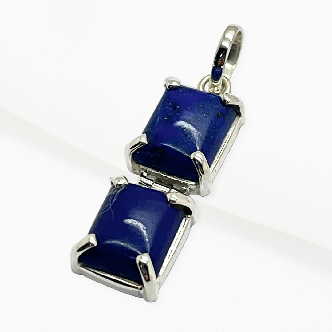 Pendant Lapis Two Stone Rectangle