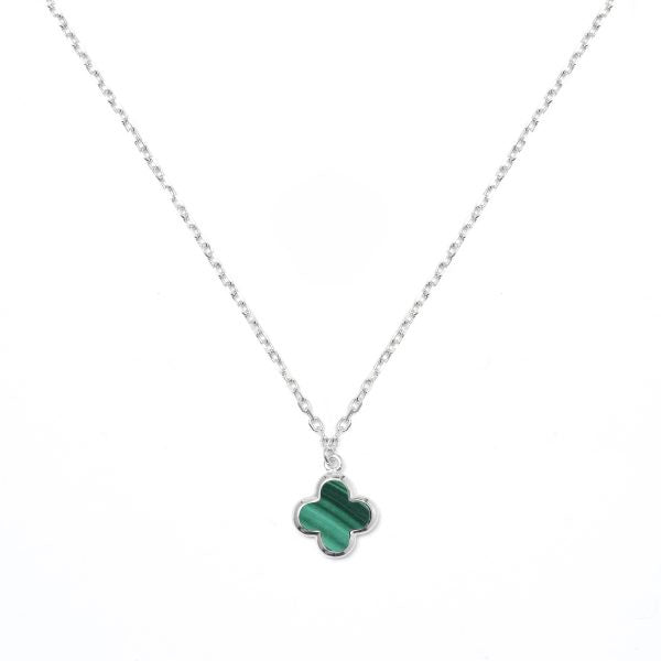 Necklace Malachite Clover 4 Leaf