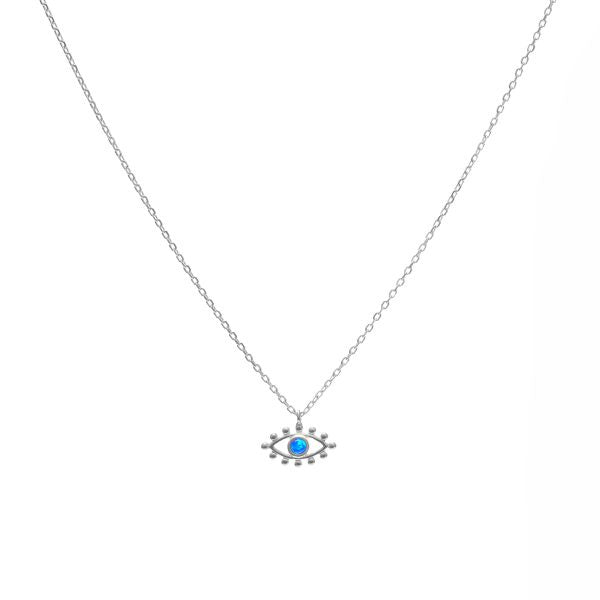 Necklace Opalite Evil Eye Blue