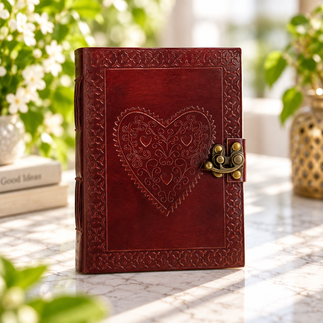 Journal Leather Heart Lock 17 cm