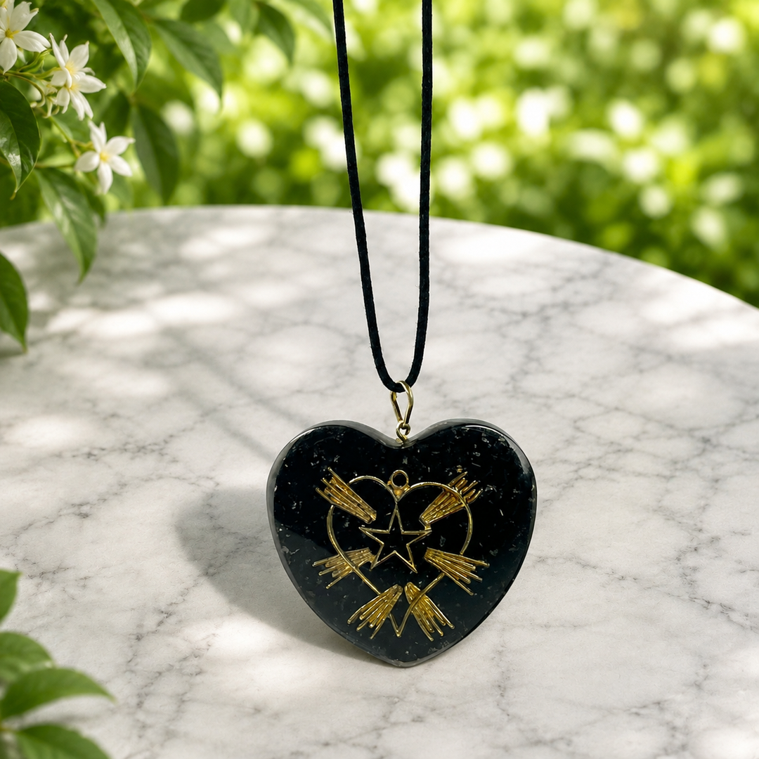 Necklace Black Tourmaline Heart 5.0 cm