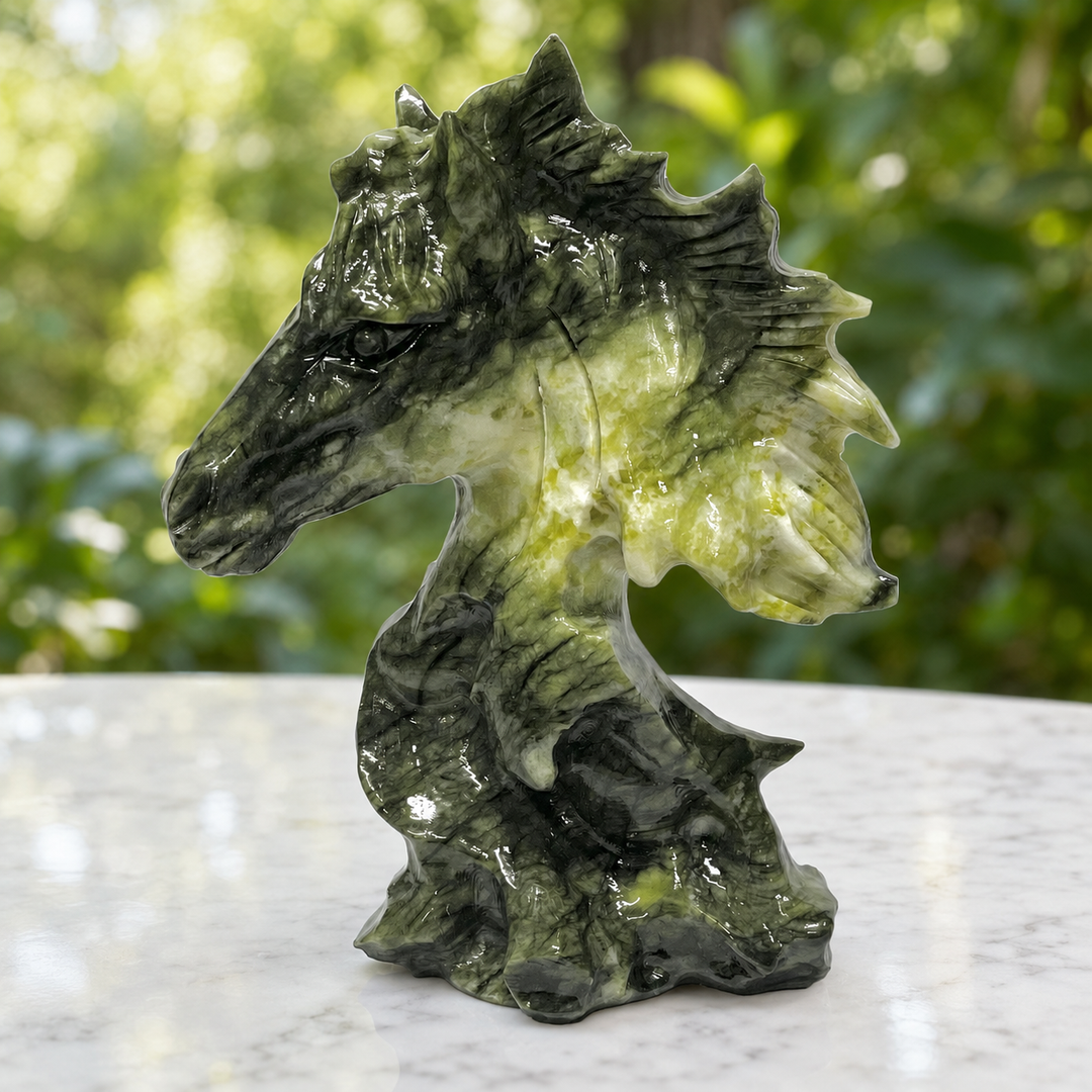 Horse Head Jade Carving 20.3 cm - Instore Only