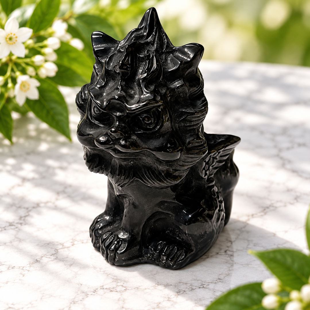 Ki Lin Black Obsidian 8.2 cm