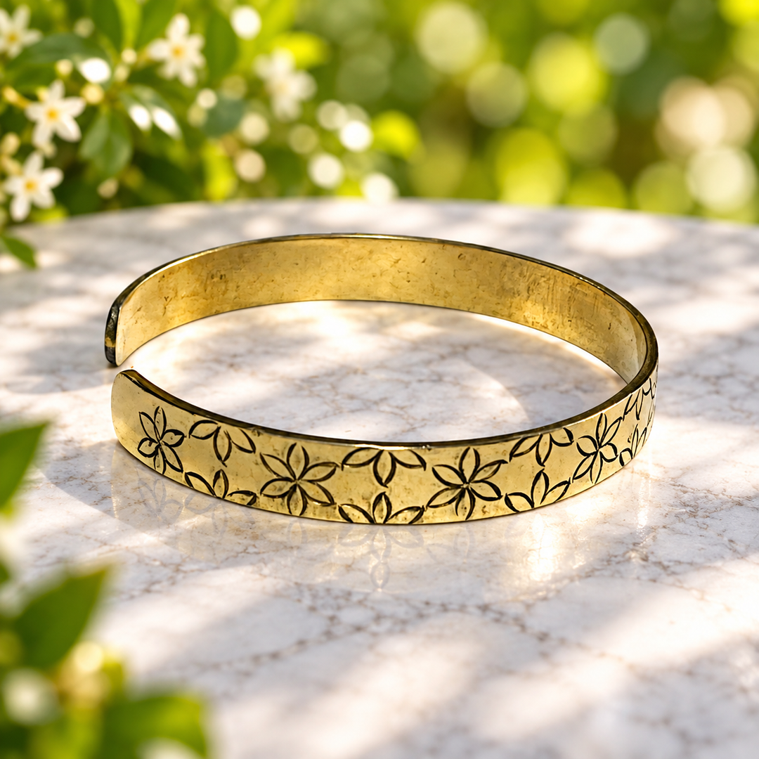 Cuff Brass Floral Engraved