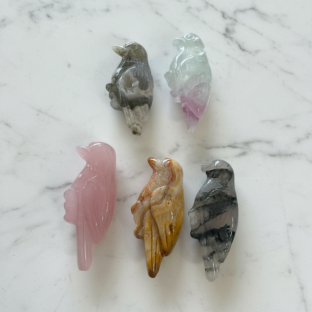 Raven Crystal Carving