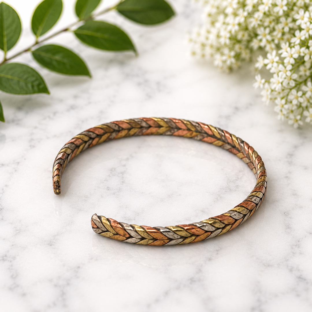Bracelet Copper Cuff Twisted 6 cm