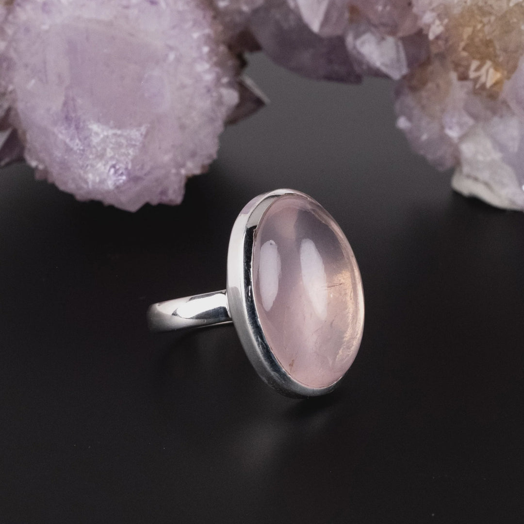 Ring Rose Quartz Oval Gem Quality 2.1 cm