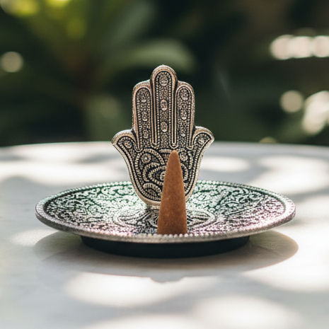 Incense Burner Hamsa Aluminium 11 cm