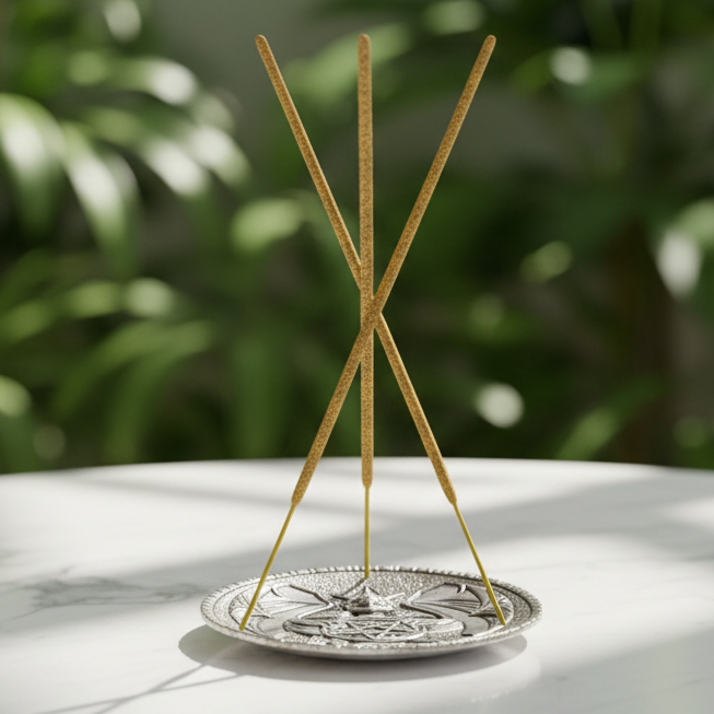 Silver pentagram Celtic knotwork incense burner