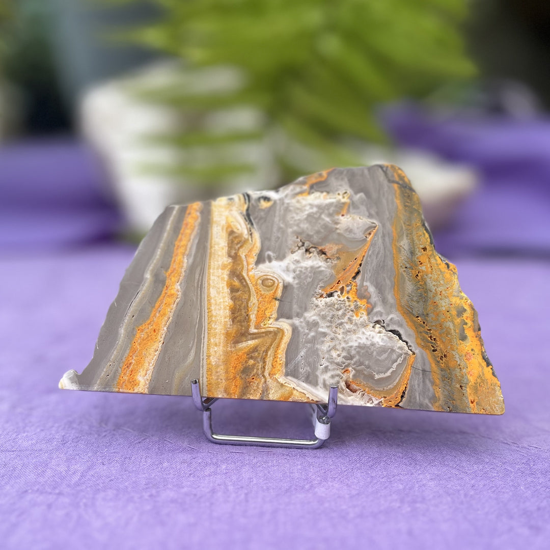 Slice Bumblebee Jasper on Stand 13 cm