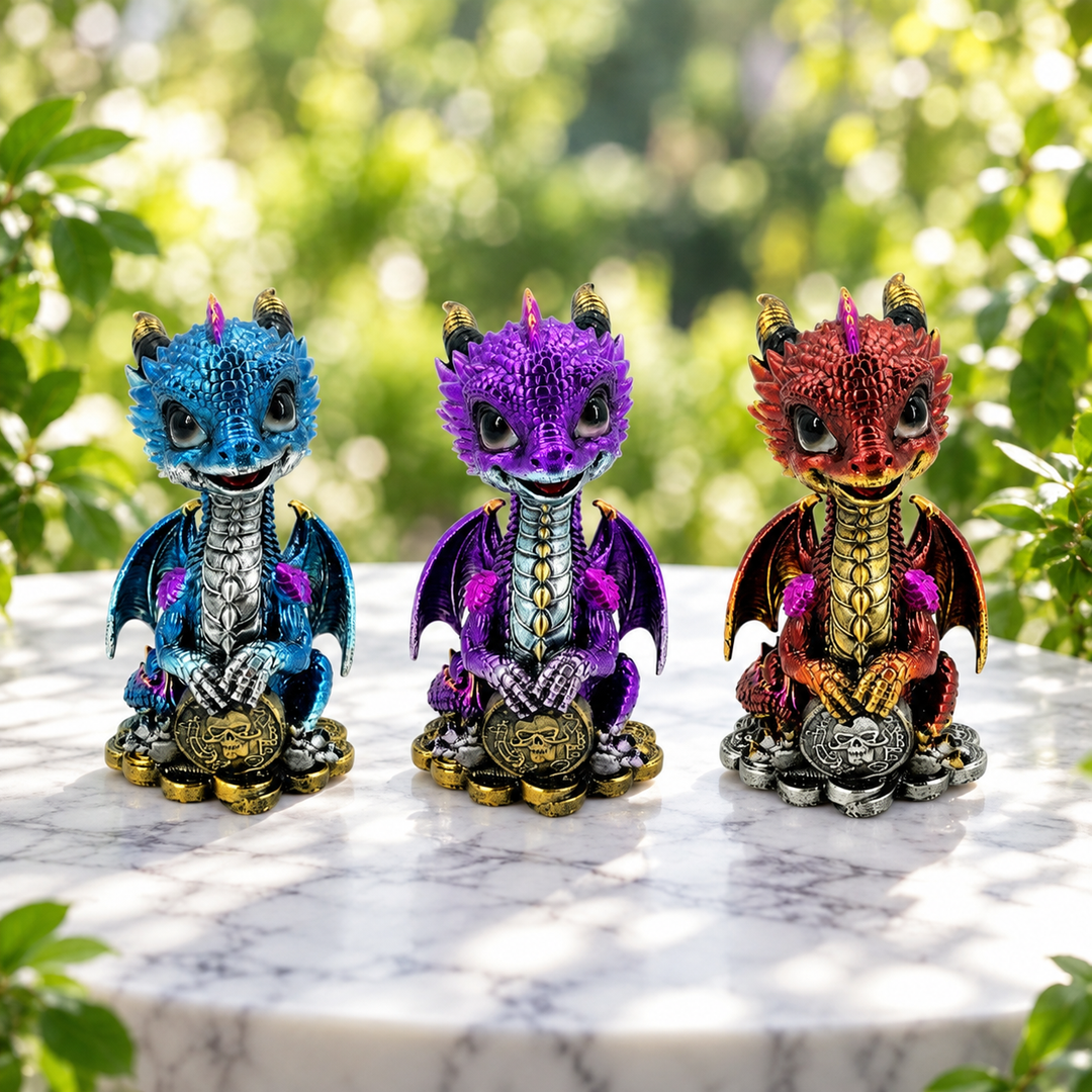 Dragon Sitting on Treasure 11 cm